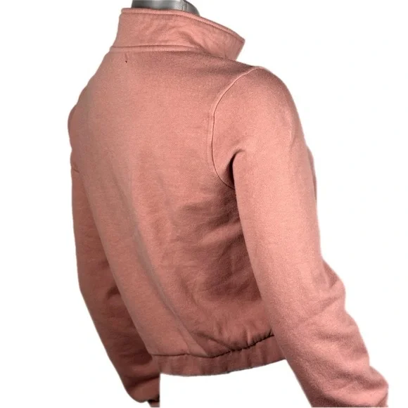 True Religion | Flock Mock Neck Quarter-Zip Pullover Light Pink Sweatshirt - Picture 4 of 12